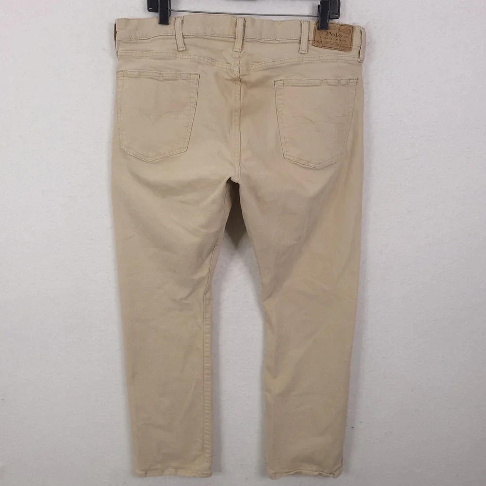 Polo Ralph Lauren Varick Slim Straight Pants Mens 38x30 Tan Khaki Chinos Stretch